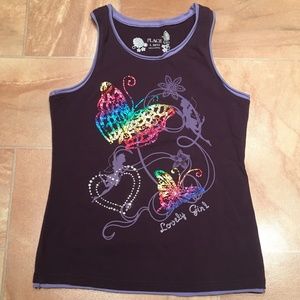 Children's Place Purple Girl Rainbow Butterflies & Fairies Graphic Tank Top
